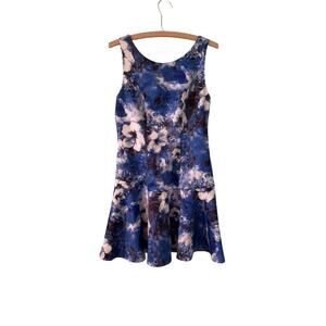 Rhyme Los Angeles Small Drop Waist Dress Sleeveless Floral Tie Dye 16.5” PTP